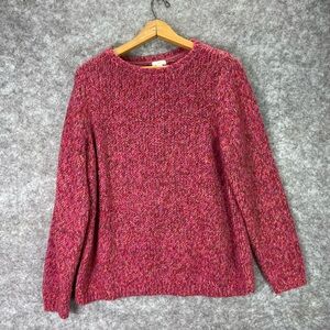 J Jill Sweater Womens Large Pink Chunky Knit Crew Neck Wool Pullover Geometric.